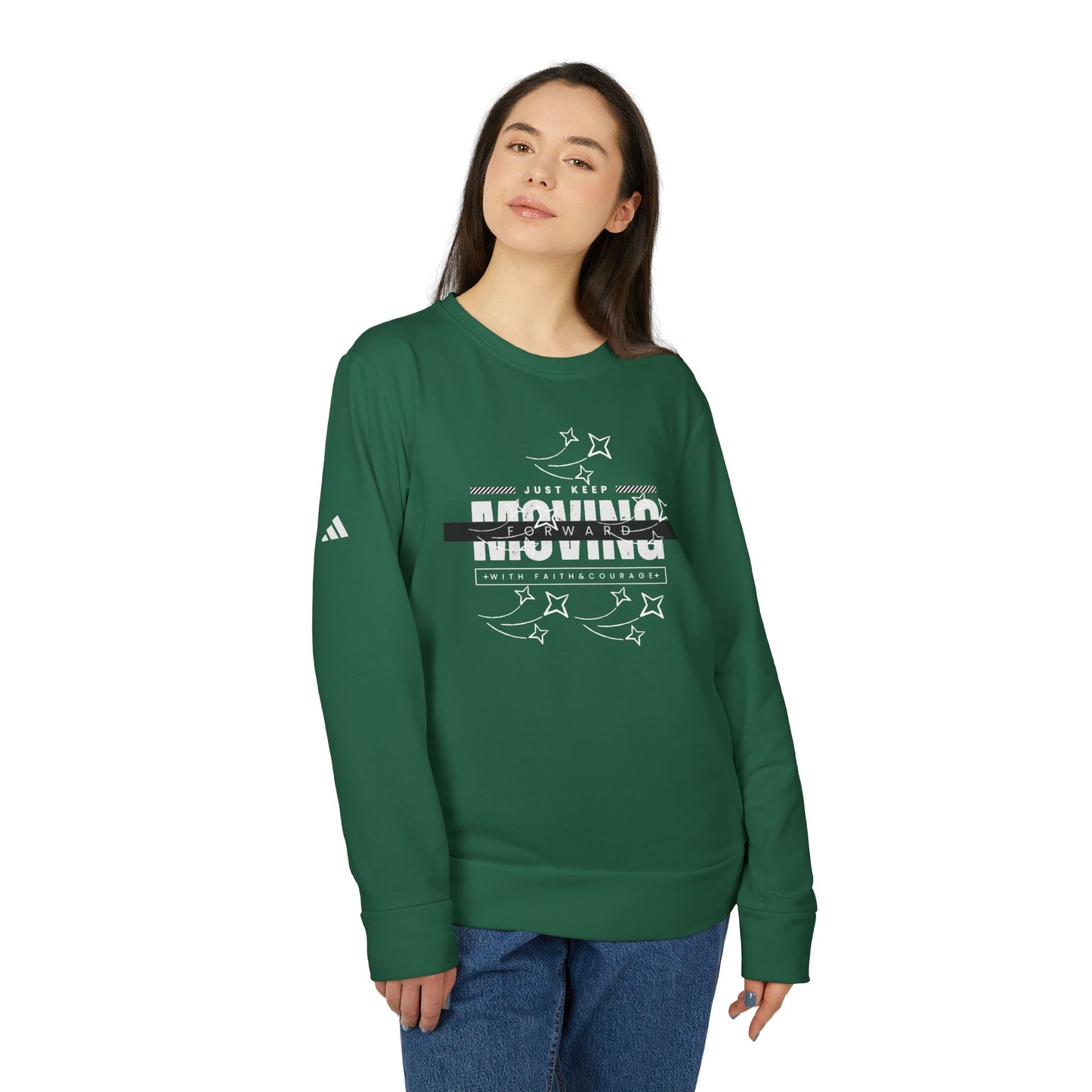 Fleece Sweatshirt with 'Just keep moving' design - Unisex