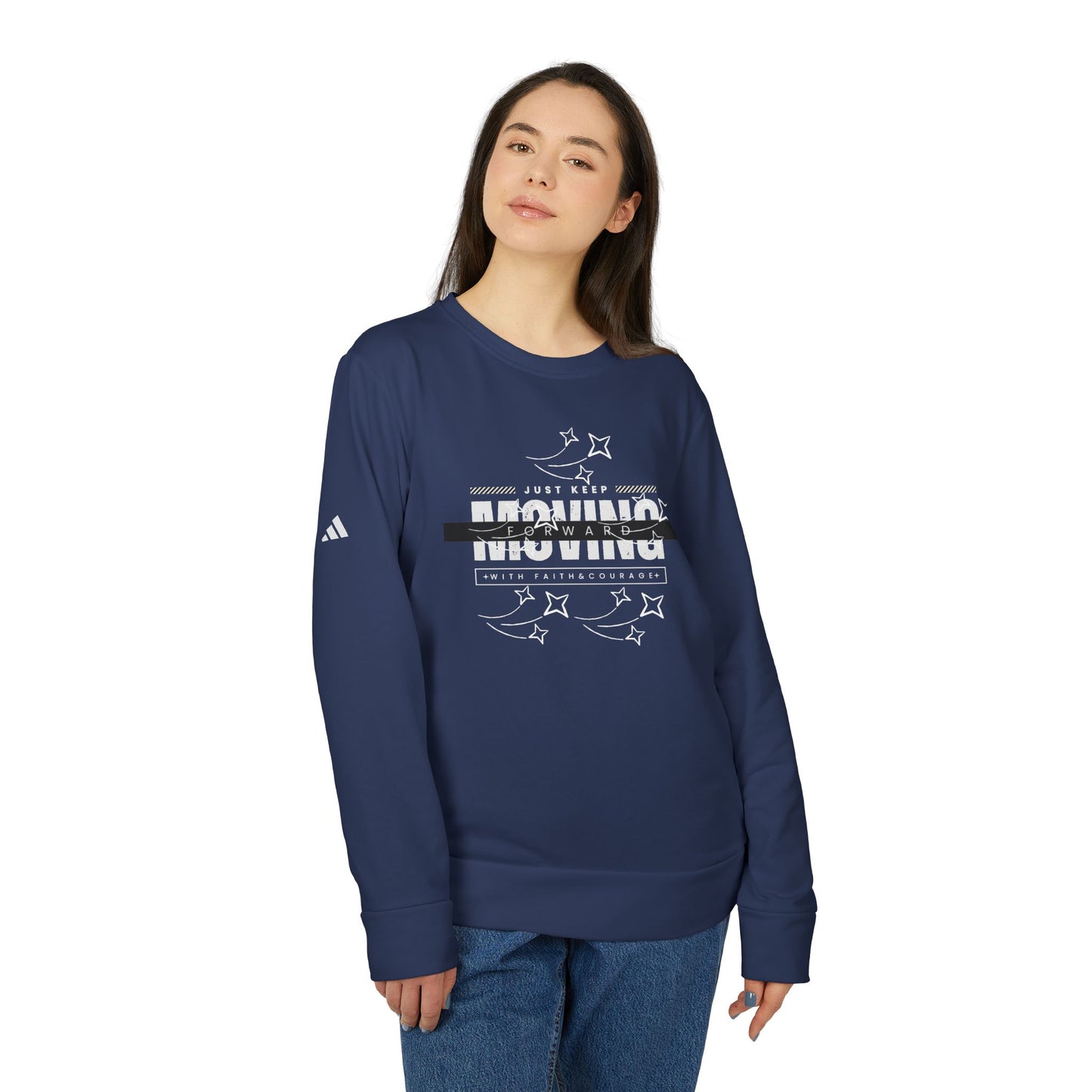Fleece Sweatshirt with 'Just keep moving' design - Unisex