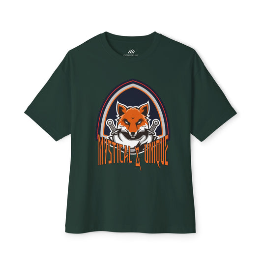 Mystical Fox Unisex Oversized Boxy Tee, Comfortable Graphic Tee, Unique Casual Wear